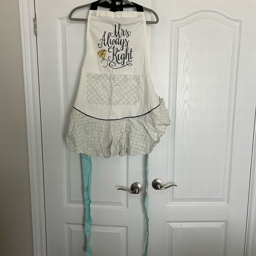 Mrs. Always Right Apron with Blue Ties